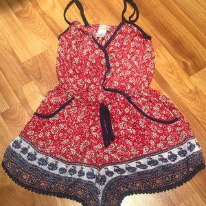 BAND Of Gypsies Red Print Short Romper Size XS